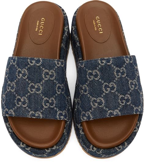 gucci womens platform slide sandal|gucci denim platform sandals.